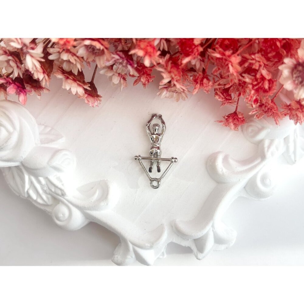 Gymnast | Acrobatic Man Silver Toned Teeny Tiny Figural Vintage Pendant | Charm - Picture 4 of 11